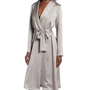 Nordstrom Silver Gray Satin Duster Jacket Coat Small